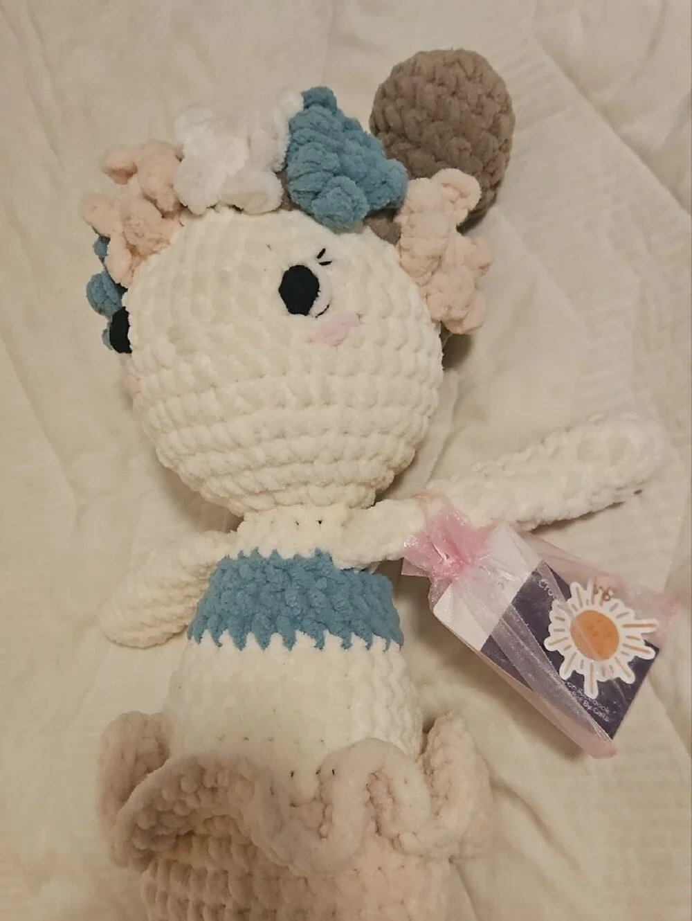 Plush Mermaid Doll Soft Beige & Blue Kids Toy